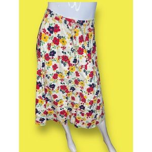 Vintage 70s Floral Canvas Denim The Traveler By Connie Skirt Sz M Button Down